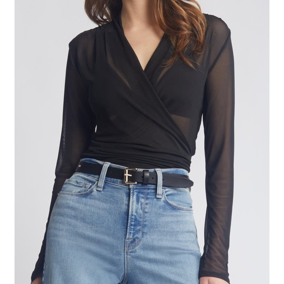 Open Edit Tops - Elegant Black Wrap Top